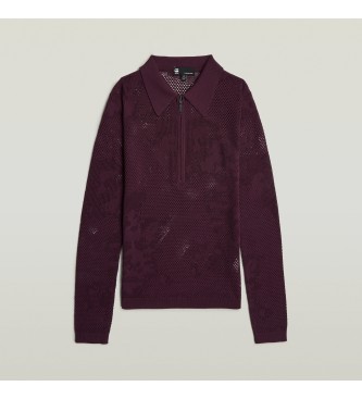 G-Star Pointelle Slim burgundy polo shirt