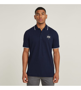 G-Star Polo con logo a righe sul petto blu scuro