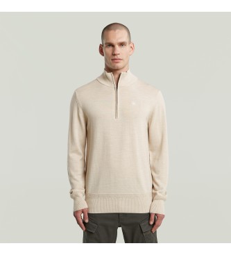 G-Star Premium Core Half Zip beige jumper