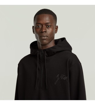 G-Star Felpa con mezza zip e scritta nera