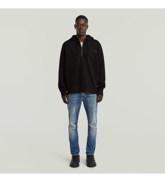 G-Star Felpa con mezza zip e scritta nera