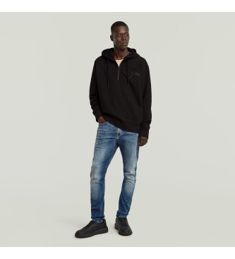 G-Star Felpa con mezza zip e scritta nera