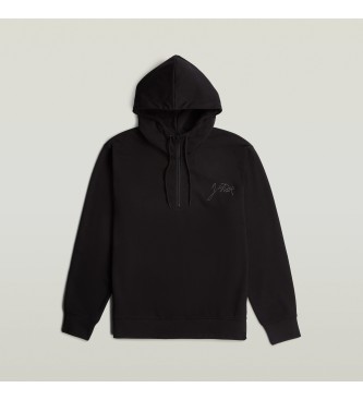 G-Star Felpa con mezza zip e scritta nera