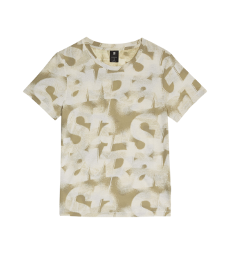 G-Star Gespoten letters T-shirt beige 
