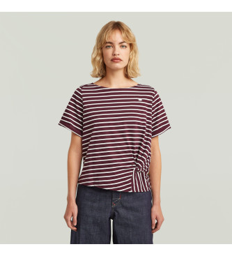 G-Star T-shirt w paski bordowy