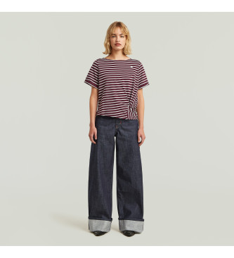 G-Star T-shirt w paski bordowy