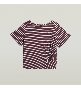 G-Star T-shirt w paski bordowy