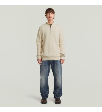 G-Star Gebreide trui met halve rits beige