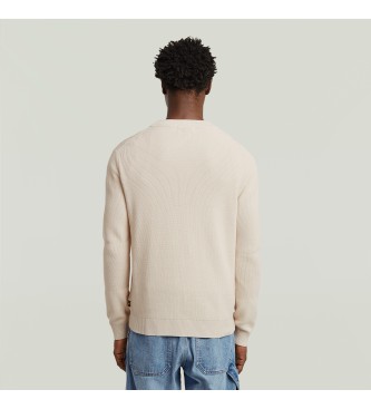 G-Star Geribde gebreide trui met beige structuur