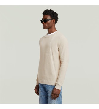 G-Star Geribde gebreide trui met beige structuur