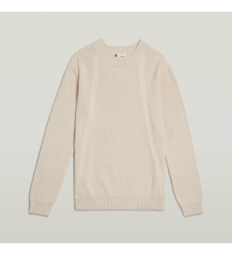 G-Star Geribde gebreide trui met beige structuur