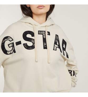 G-Star bergroer Kapuzenpulli mit Stickereidruck beige