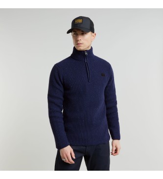 G-Star Sweater met dubbele kraag marine