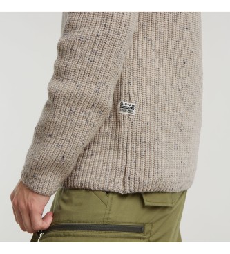 G-Star Sweatshirt mit doppeltem Kragen beige