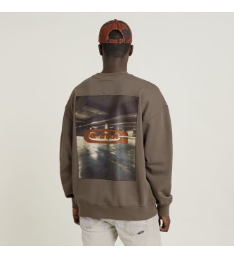 G-Star Foto rugprint los sweatshirt bruin