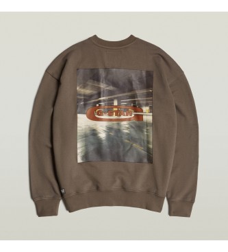 G-Star Foto rugprint los sweatshirt bruin