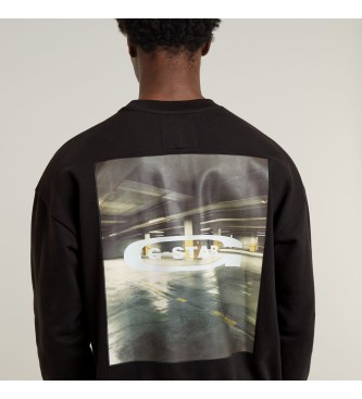 G-Star Foto rugprint los sweatshirt zwart