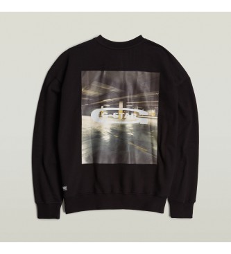 G-Star Foto rugprint los sweatshirt zwart