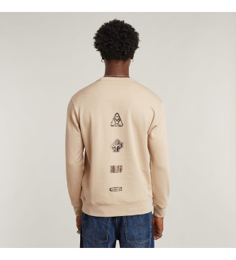 G-Star Felpa beige con grafica di spedizione