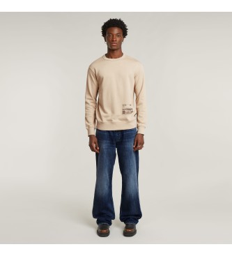 G-Star Felpa beige con grafica di spedizione