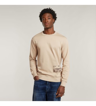 G-Star Felpa beige con grafica di spedizione