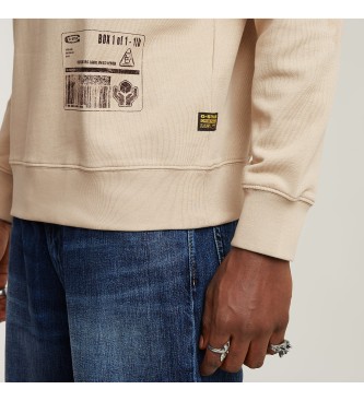 G-Star Felpa beige con grafica di spedizione