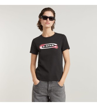 G-Star Old Skool Logo-T-Shirt schwarz