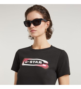 G-Star Old Skool Logo-T-Shirt schwarz