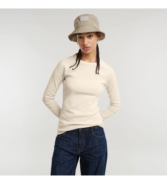 G-Star Slim Rib Keyhole T-shirt beige