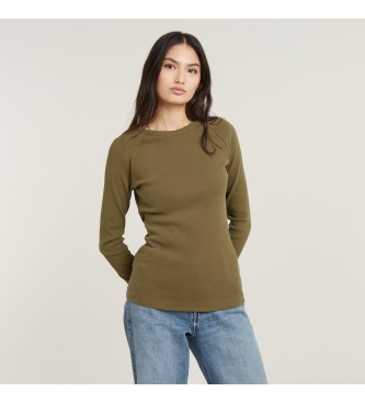 G-Star Camiseta Slim Rib Keyhole verde