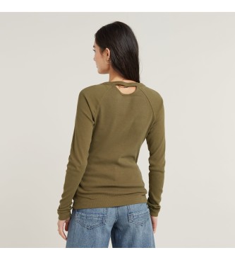 G-Star Camiseta Slim Rib Keyhole verde