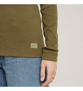 G-Star Camiseta Slim Rib Keyhole verde