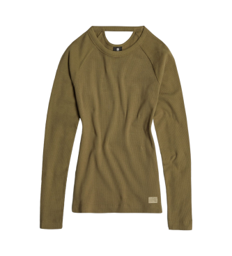 G-Star Camiseta Slim Rib Keyhole verde