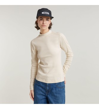 G-Star Schmales T-Shirt mit Rippenmuster in Beige