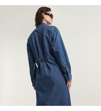 G-Star Lange overhemdjurk met tabs blauw