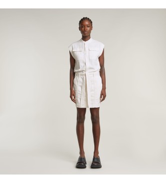 G-Star Pocket Cap Sleeve dress white
