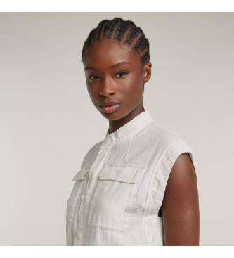G-Star Pocket Cap Sleeve dress white
