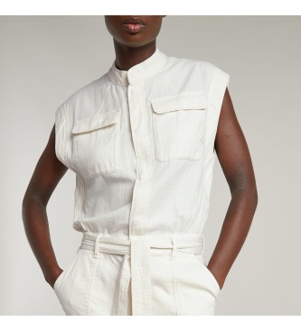 G-Star Pocket Cap Sleeve dress white