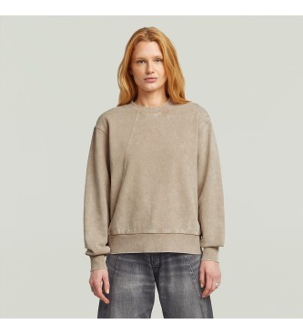 G-Star Felpa beige lavata con scritta A-line