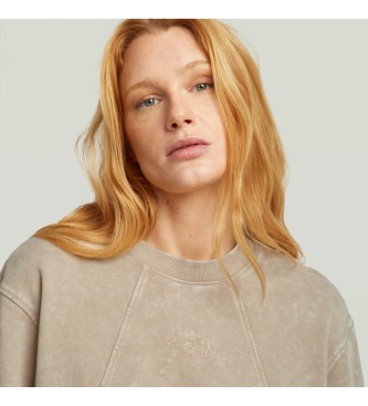 G-Star Felpa beige lavata con scritta A-line