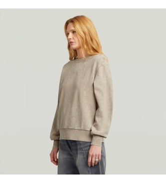 G-Star Felpa beige lavata con scritta A-line