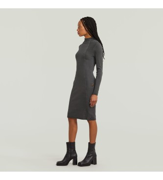 G-Star Washed Slim Rib Kleid schwarz