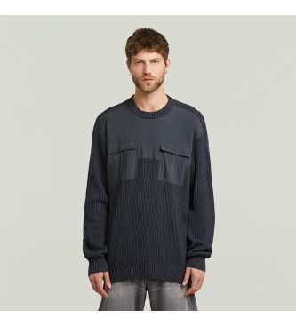 G-Star Navy Woven Mix jumper