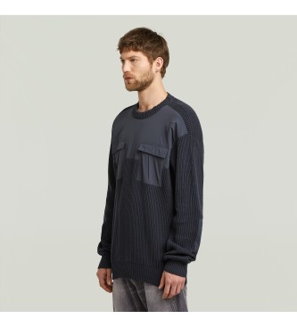 G-Star Navy Woven Mix jumper