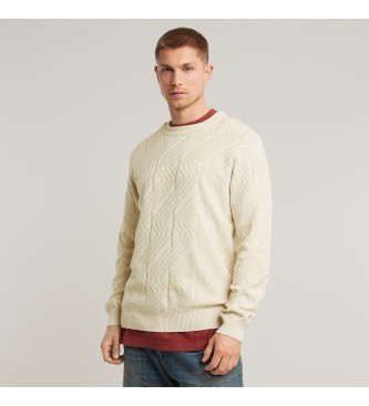 G-Star Felpa beige lavorata a maglia con struttura Zig-Zag