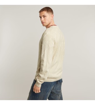 G-Star Sweatshirt Zig-Zag Strukturstickad beige