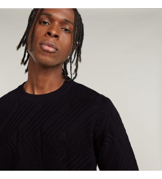 G-Star Pull en maille  structure zig-zag noir