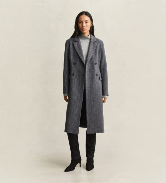 Gant Cappotto in misto lana a righe grigio