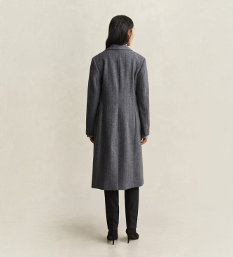 Gant Cappotto in misto lana a righe grigio