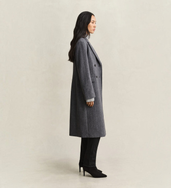 Gant Cappotto in misto lana a righe grigio
